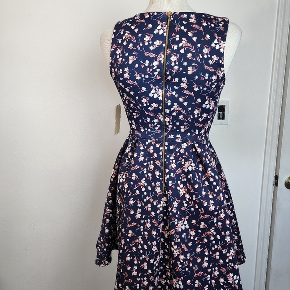 Copper Key Blue Floral Sleeveless Crew Neck Women's Dress Size SX  NWT - Picture 2 of 6